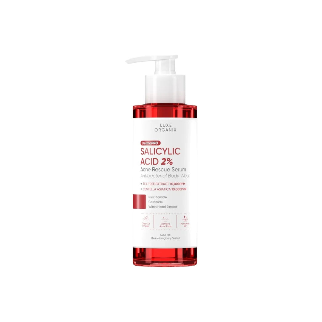 Luxe Organix DermaPro Salicylic Acid 2% Acne Rescue Serum Antibacterial Body Wash – 500ml